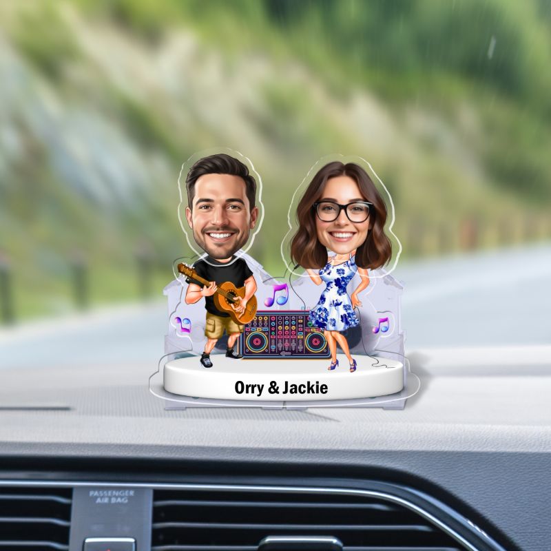 , Personalized Couple with Musical Theme Idol for Car Dashboard & Home Tabletop Decor Battery Powered Shaking Head Gift for Valentines Day, Birthday